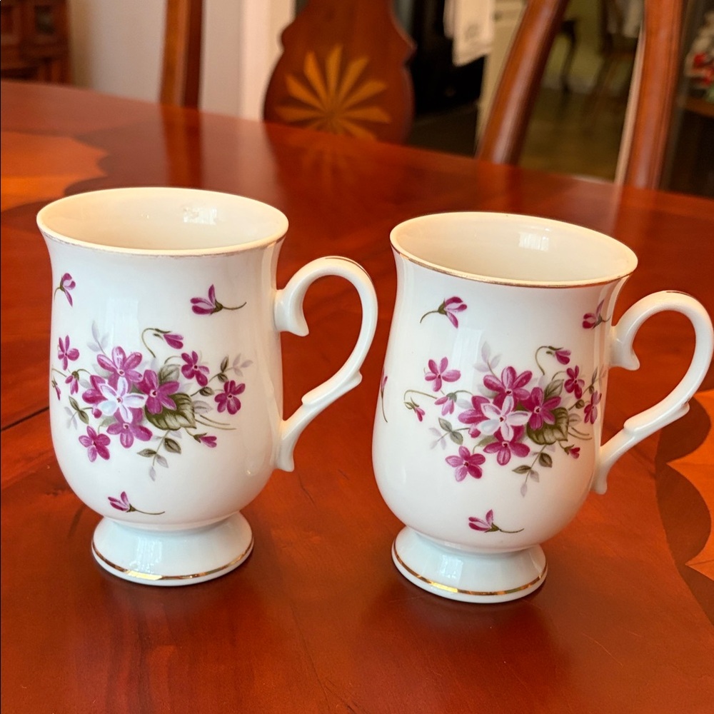Sweet Violets Sheffield Japan fine china mugs